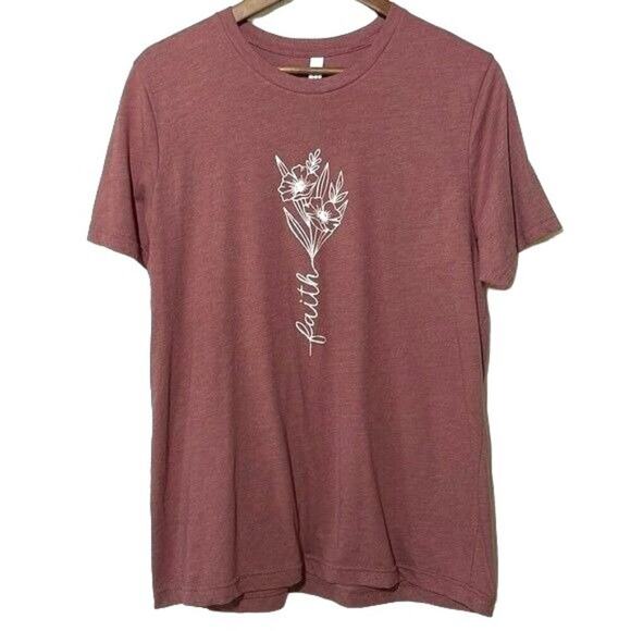Canvas Faith T-Shirt Women's Size Large Short Sleeve Cotton Blend Mauve - Picture 1 of 5